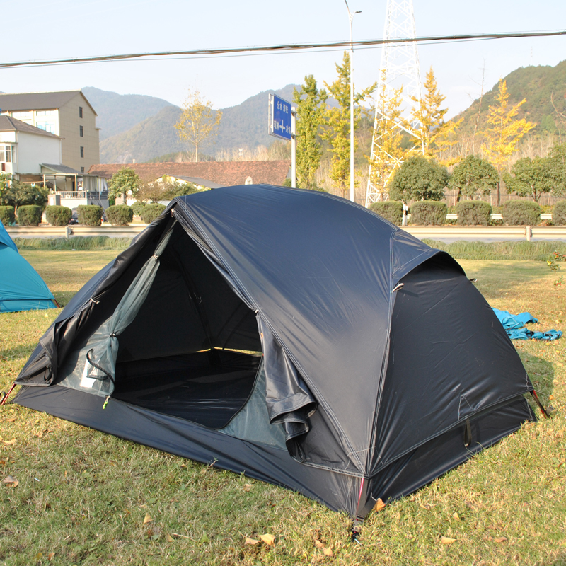 Cheap Goat Tents Ultralight 20D Silicone Coated Cloth 2 Persons Black Huba Tent Aluminum Pole Anti storm Windproof Luxury Outdoor Tourist Hiking   